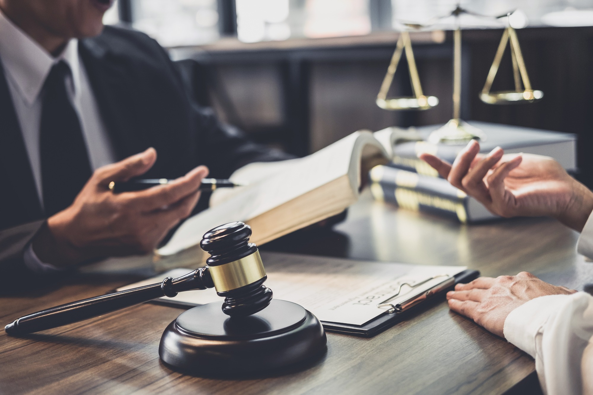 Good service cooperation, Consultation of Businesswoman and Male lawyer